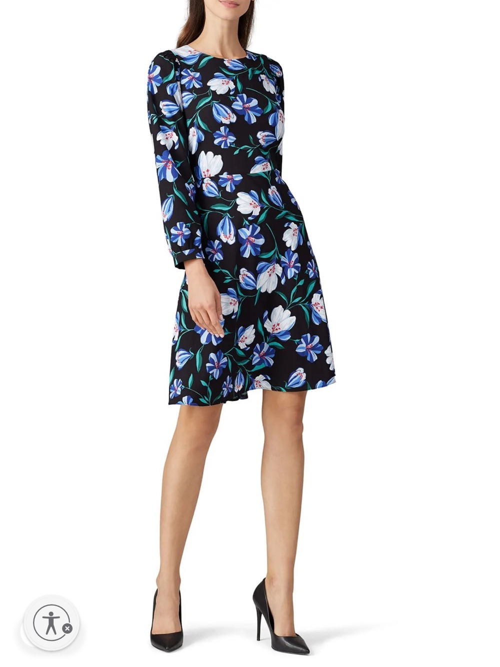 Draper James | Floral Smocked Sleeve Dress with Blue and White Blooms